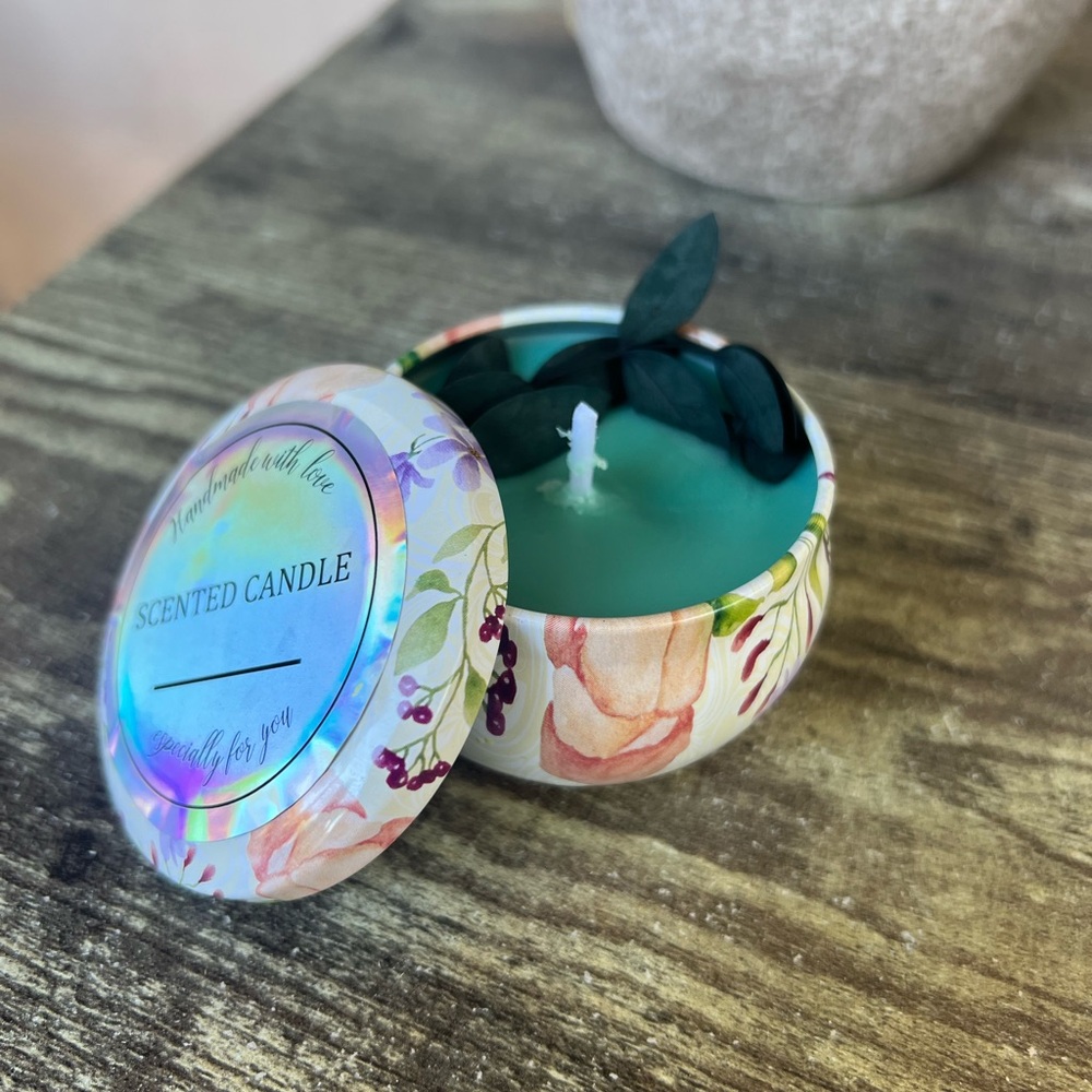 Aromatherapy Floral Scented Candle - Teal